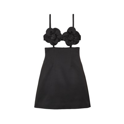 THE SATIN DAISY APPLIQUE DRESS